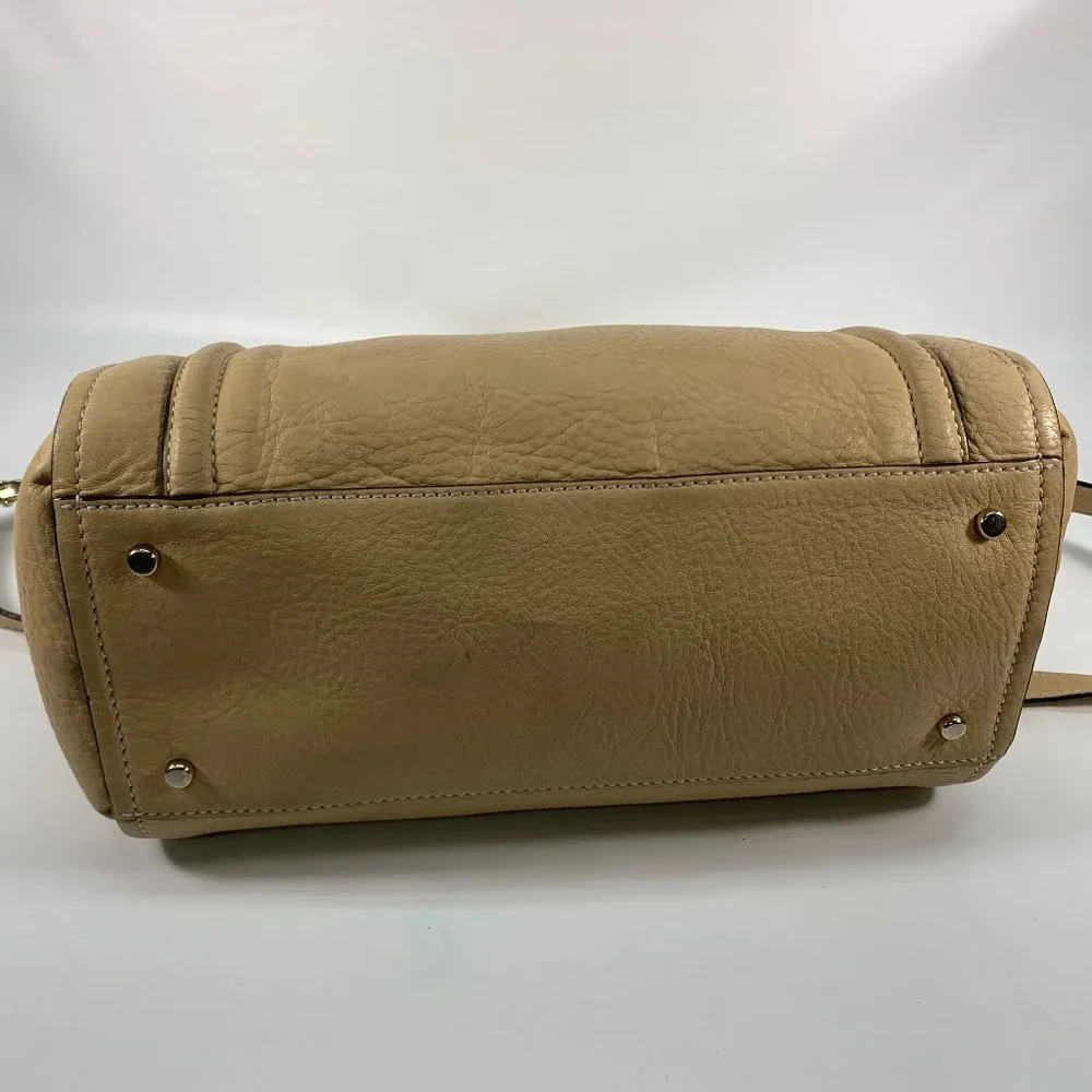 Kate Spade Beige Pebble Grain Leather Large‎ Zip Satchel Shoulder Bag